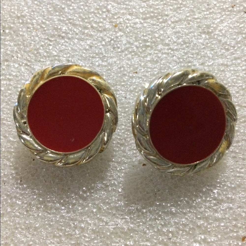 Vintage enamel clip on earrings